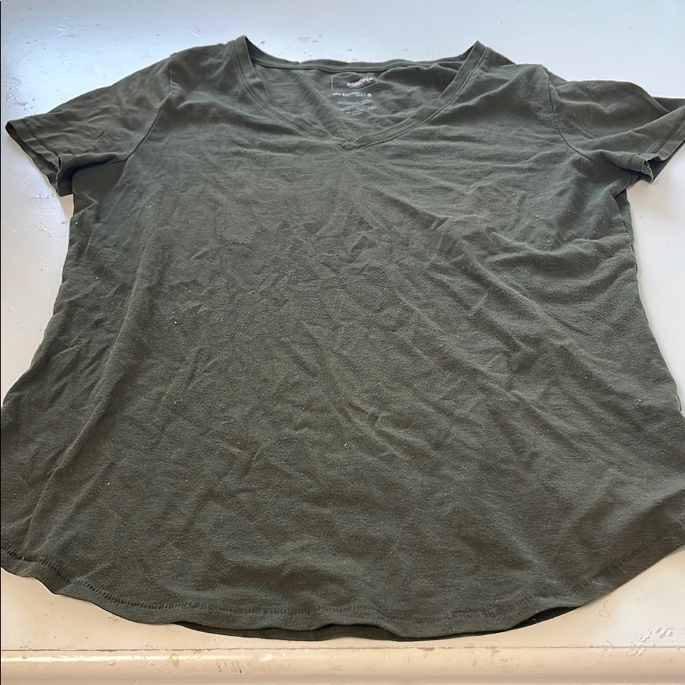 Sonoma Small The Everday Tee Green Short Sleeve V Neck Basic T Shirt